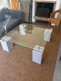 Table basse Roche Bobois - modèle Ténéré - Verre - 140 x 140