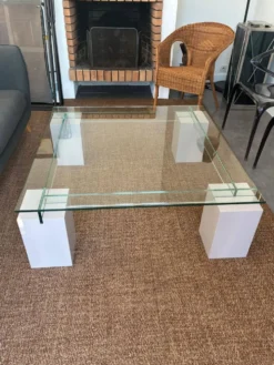 Table basse Roche Bobois - modèle Ténéré - Verre - 140 x 140