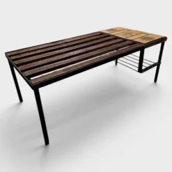 Table basse Roger Capron en céramique et bois – Circa 1960