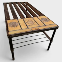 Table basse Roger Capron en céramique et bois – Circa 1960