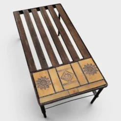 Table basse Roger Capron en céramique et bois – Circa 1960