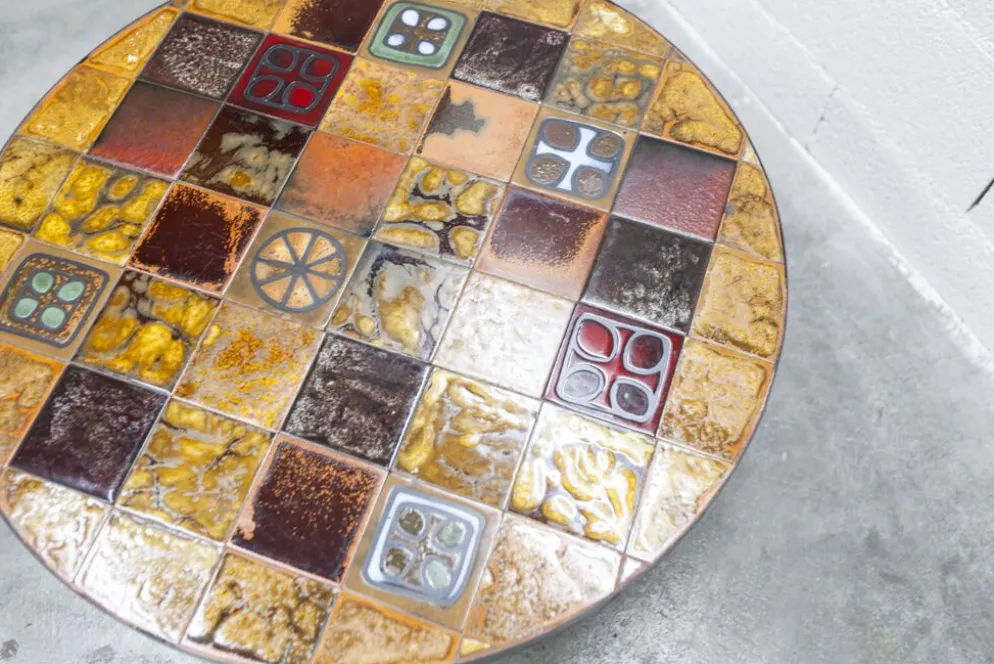 Table basse ronde céramique de Jean Gregorieff