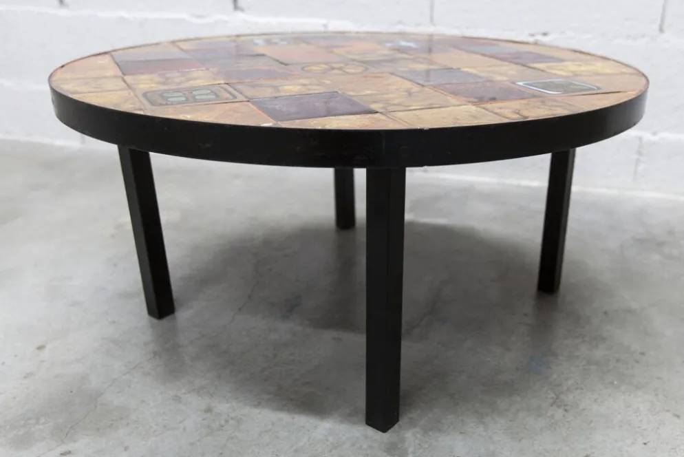 Table basse ronde céramique de Jean Gregorieff