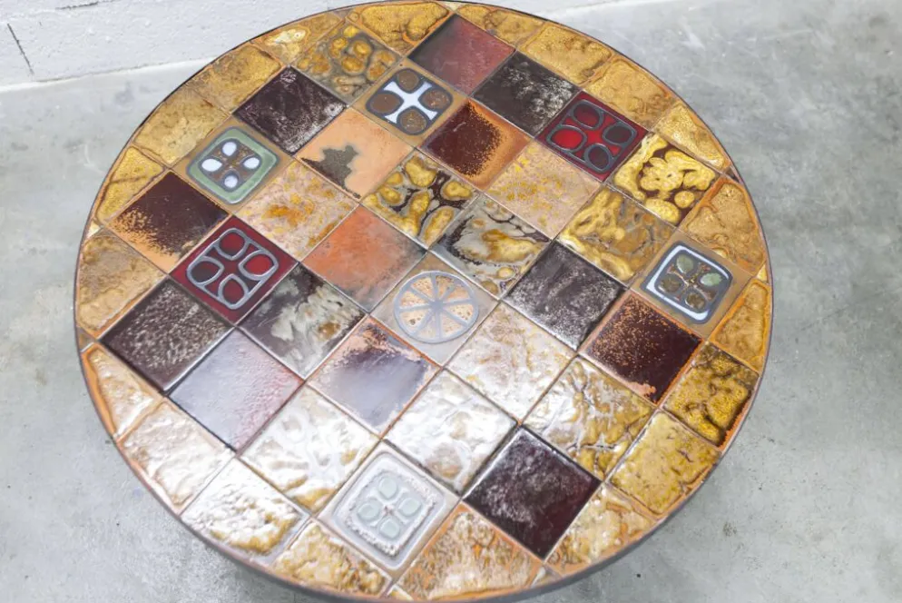 Table basse ronde céramique de Jean Gregorieff