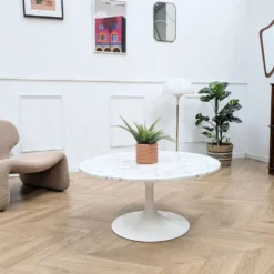 Table basse ronde en marbre vintage