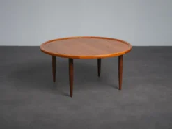 Table basse ronde en teck moderne scandinave, Danemark, années 1960
