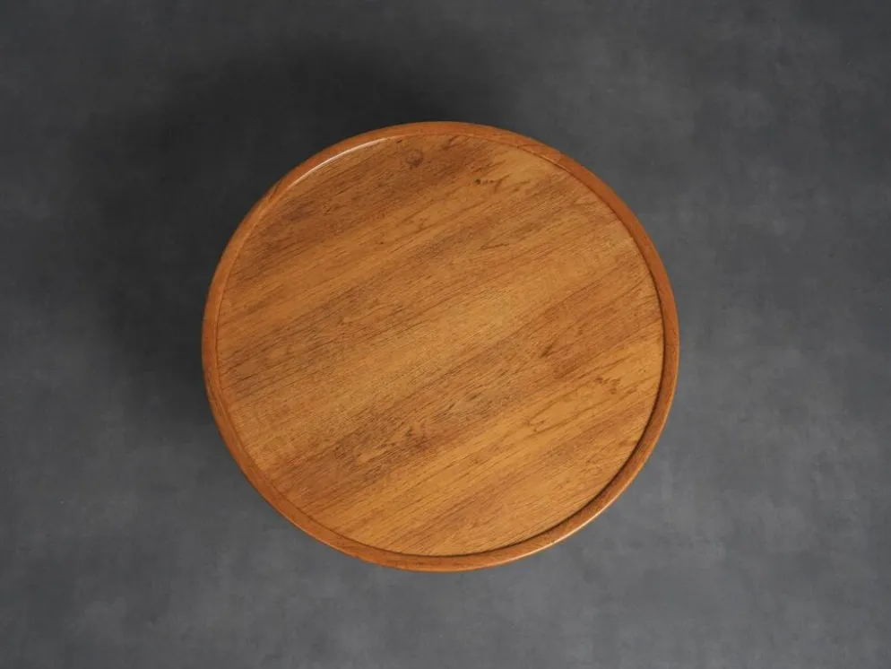 Table basse ronde en teck moderne scandinave, Danemark, années 1960