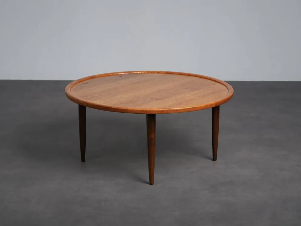 Table basse ronde en teck moderne scandinave, Danemark, années 1960