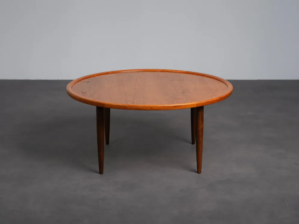 Table basse ronde en teck moderne scandinave, Danemark, années 1960