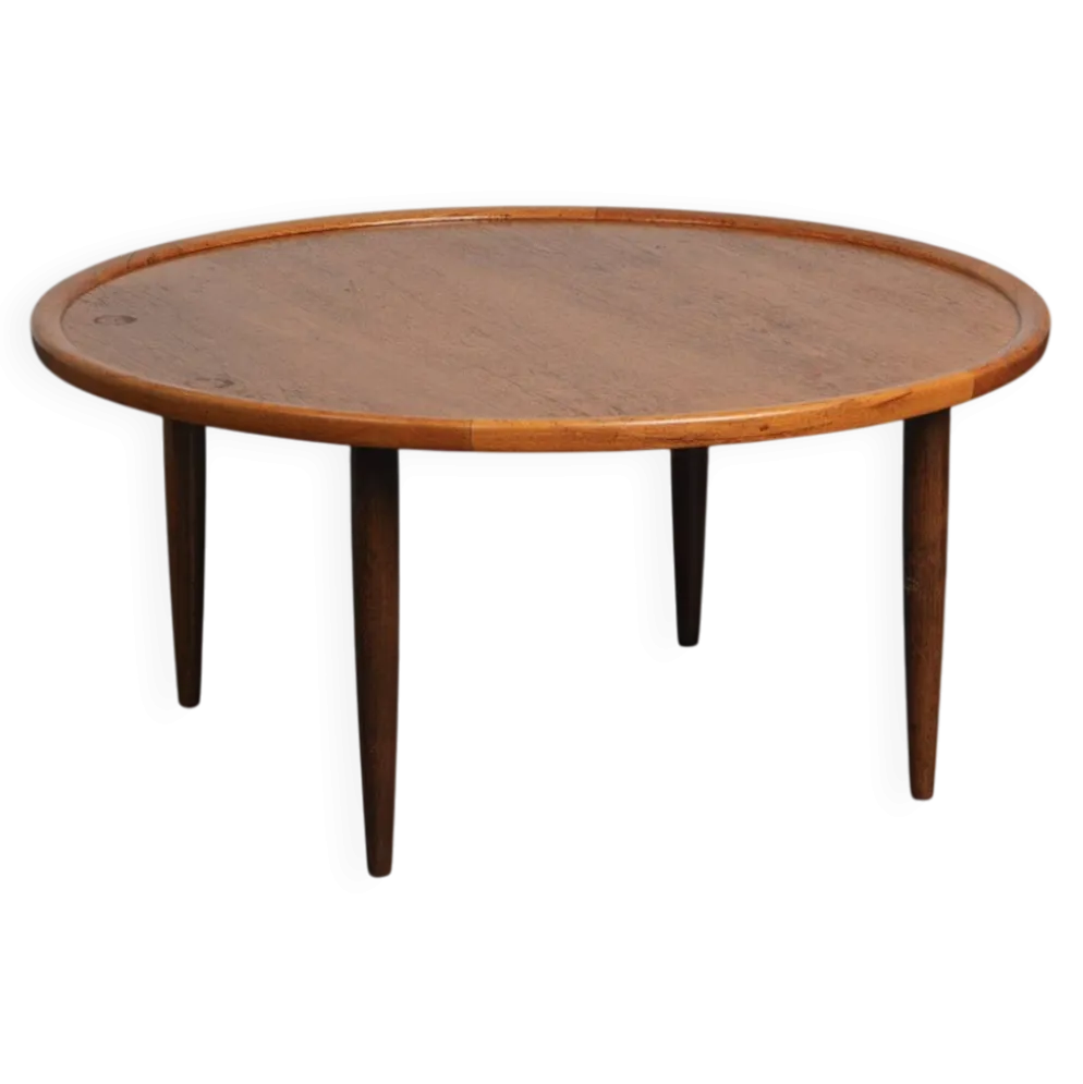 Table basse ronde en teck moderne scandinave, Danemark, années 1960