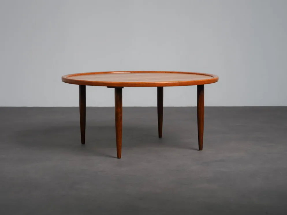 Table basse ronde en teck moderne scandinave, Danemark, années 1960
