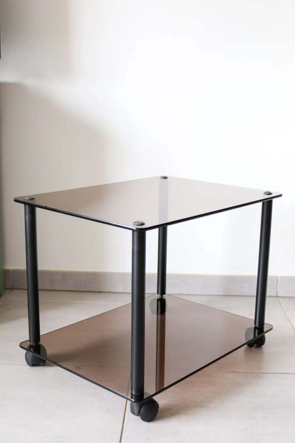 Table basse à roulette en verre trempé erard