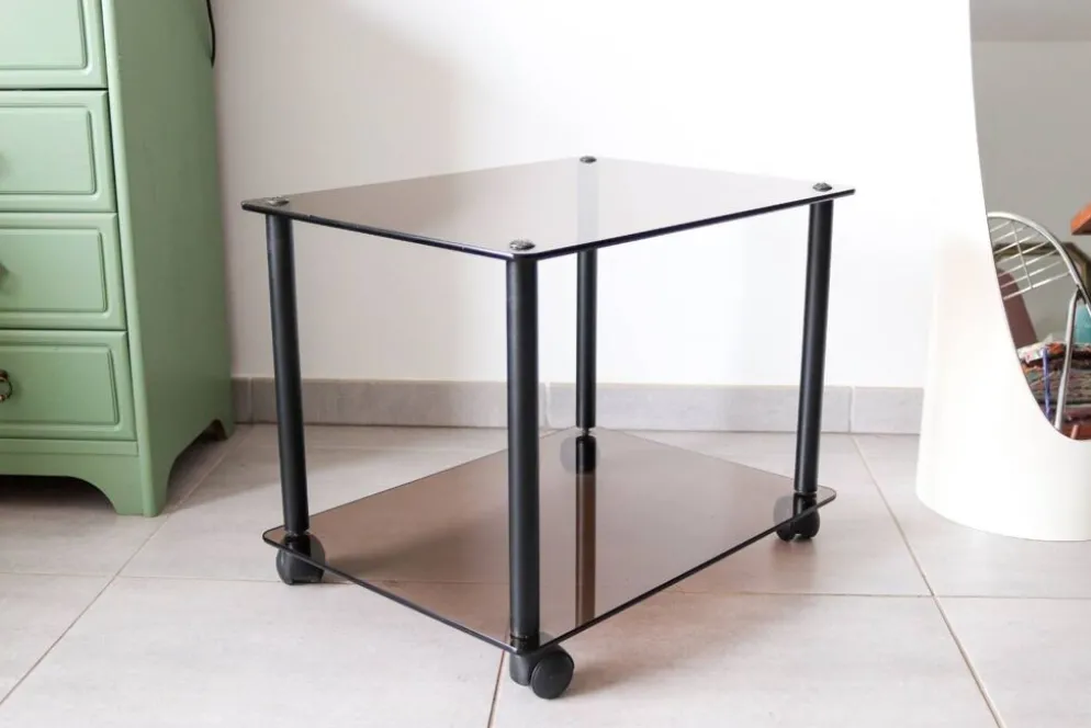 Table basse à roulette en verre trempé erard