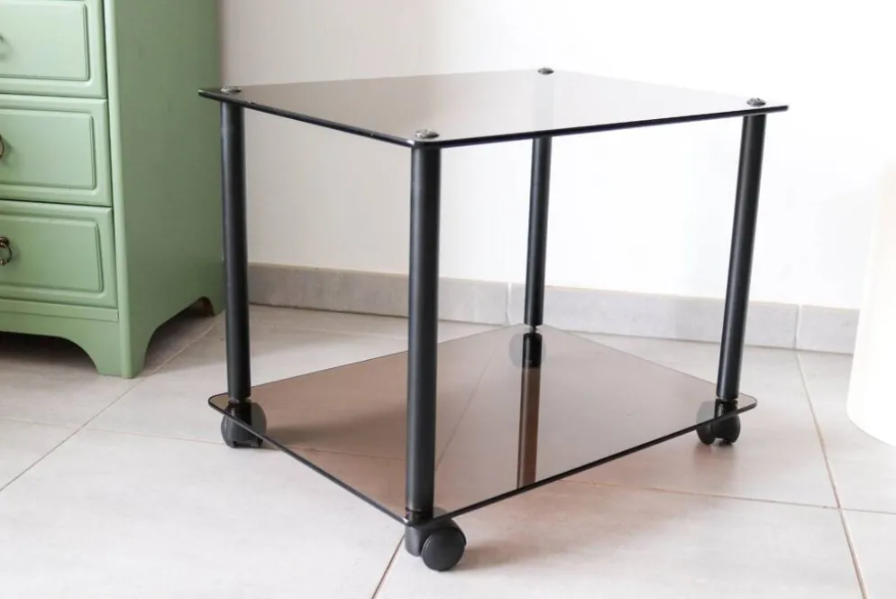 Table basse à roulette en verre trempé erard
