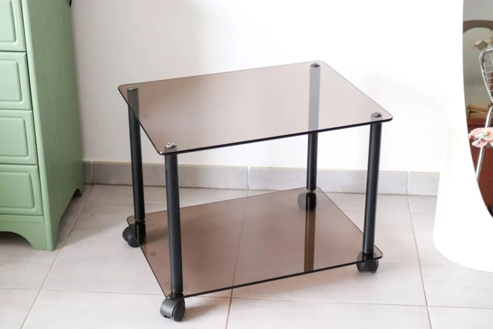 Table basse à roulette en verre trempé erard