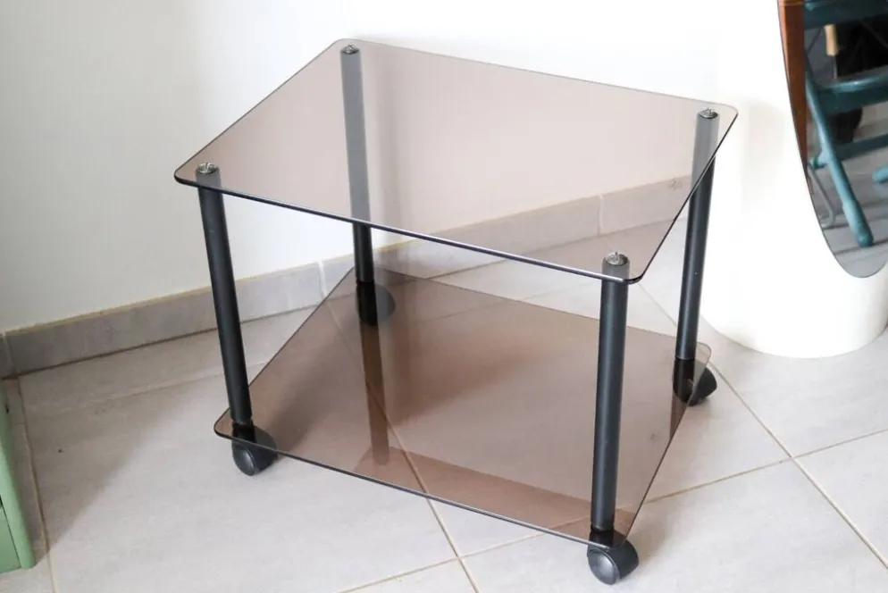 Table basse à roulette en verre trempé erard