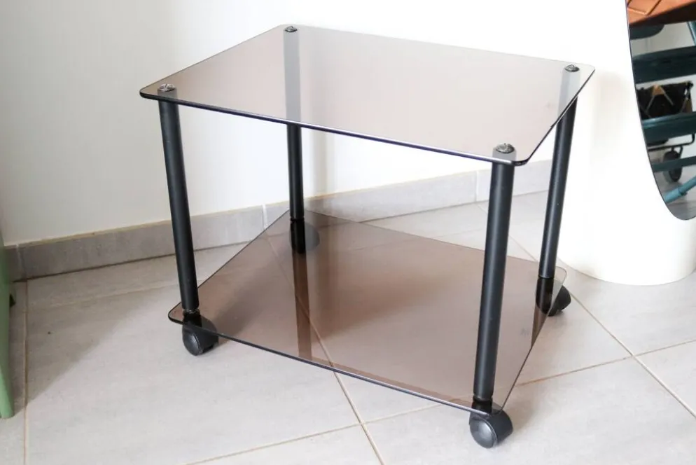 Table basse à roulette en verre trempé erard