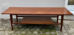 Table basse scandinave en teck avec double plateau