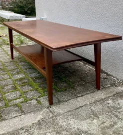 Table basse scandinave en teck avec double plateau