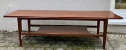 Table basse scandinave en teck avec double plateau