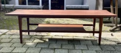 Table basse scandinave en teck avec double plateau