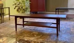 Table basse scandinave en teck avec double plateau
