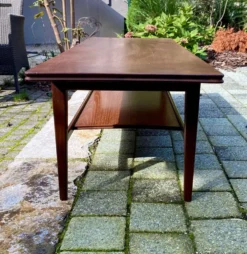 Table basse scandinave en teck avec double plateau