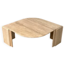 Table basse sculpturale en travertin italien en forme d'œil, années 1980