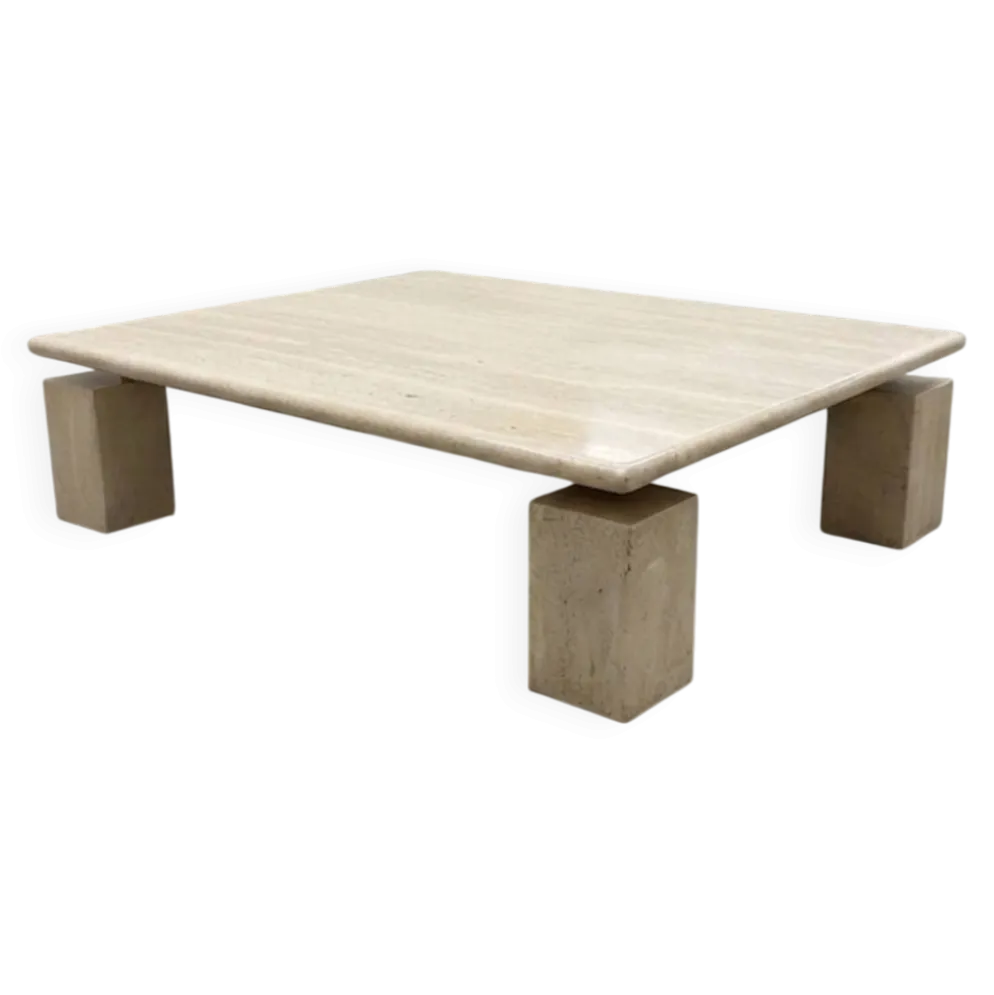 Table basse sculpturale en travertin - Attribuée à Piero De Longhi, It