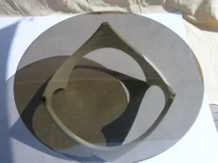 Table basse space age bois et verre