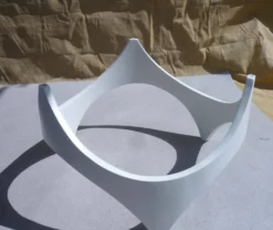 Table basse space age bois et verre