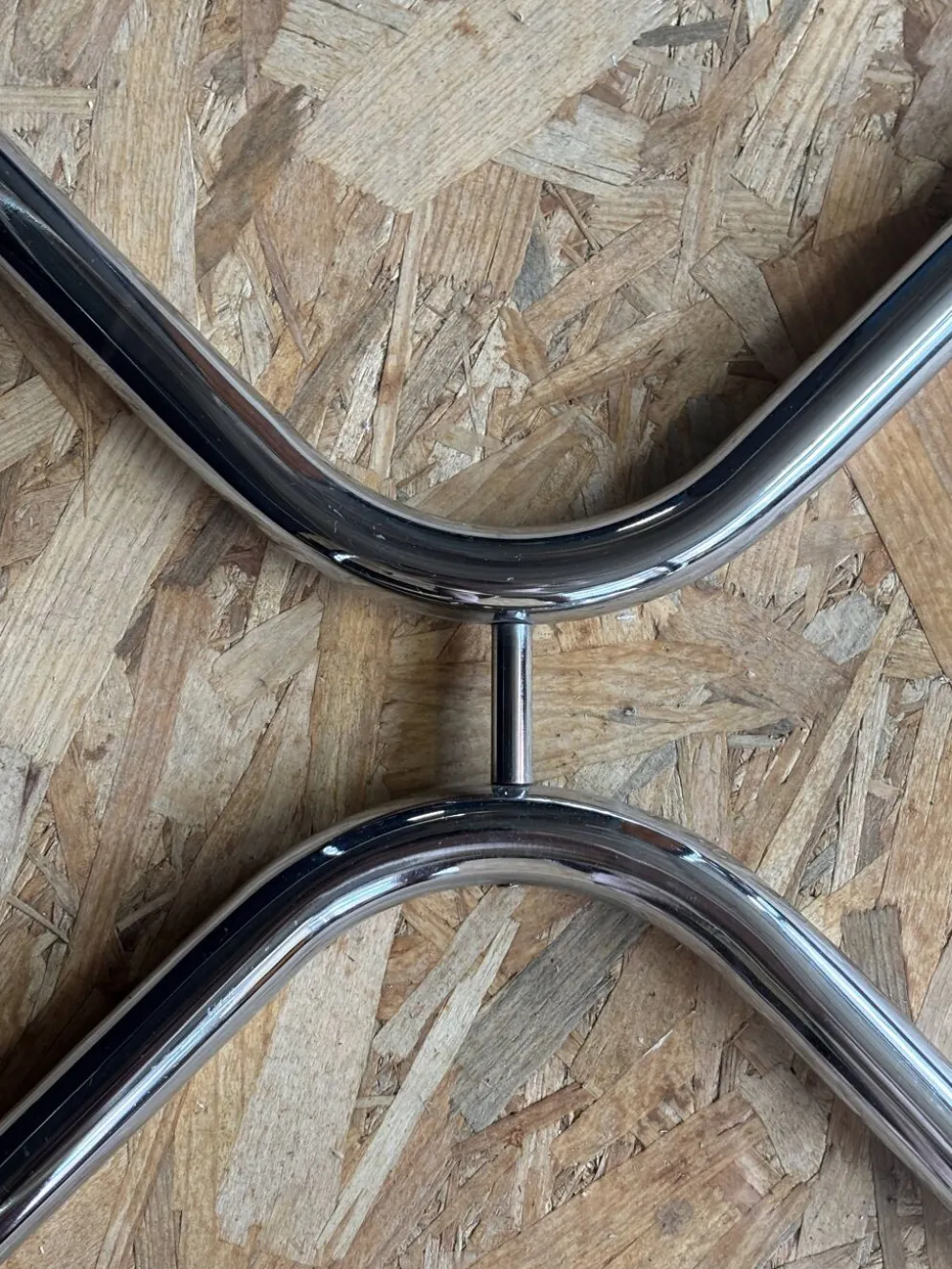 Table basse Space Age vintage années 70 – chrome tubulaire & verre