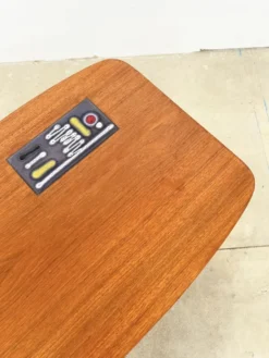 Table basse teck double plateau insert céramique — Scandinave, années 60