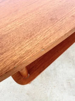 Table basse teck double plateau insert céramique — Scandinave, années 60