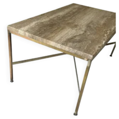 Table basse travertin et laiton