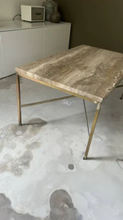 Table basse travertin et laiton