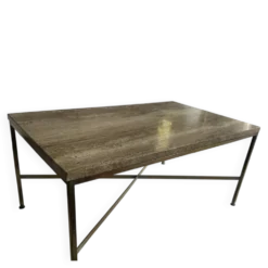 Table basse travertin et laiton