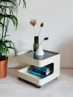 Table basse trolley vintage de l'âge spatial Opal Mōbel années 1970