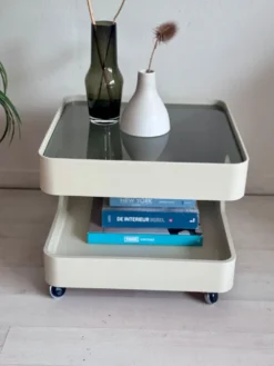 Table basse trolley vintage de l'âge spatial Opal Mōbel années 1970