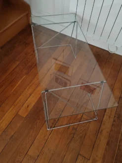 Table basse verre et chrome