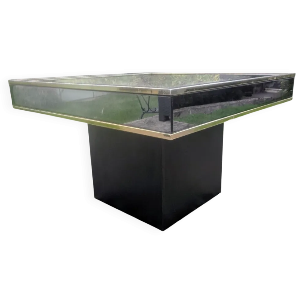 Table basse vintage carrée cidue – italie, 1970 (style willy rizzo)