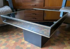 Table basse vintage carrée cidue – italie, 1970 (style willy rizzo)