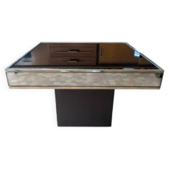 Table basse vintage carrée cidue – italie, 1970 (style willy rizzo)