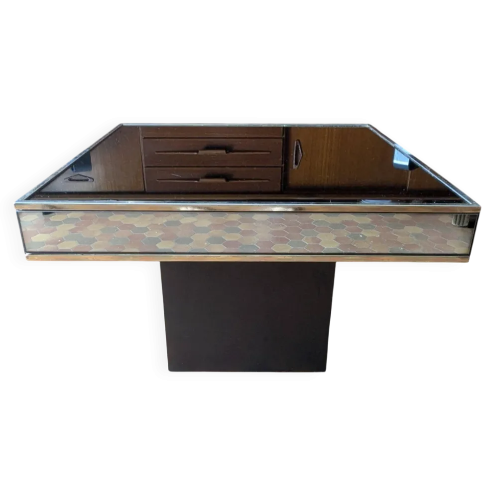 Table basse vintage carrée cidue – italie, 1970 (style willy rizzo)