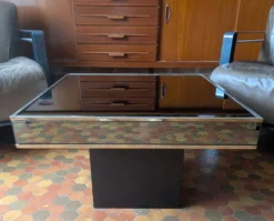 Table basse vintage carrée cidue – italie, 1970 (style willy rizzo)
