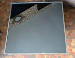 Table basse vintage carrée cidue – italie, 1970 (style willy rizzo)