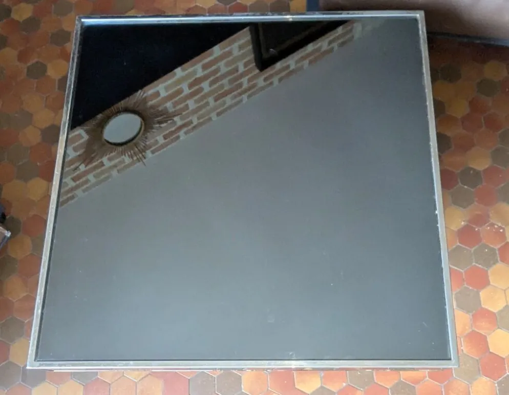 Table basse vintage carrée cidue – italie, 1970 (style willy rizzo)