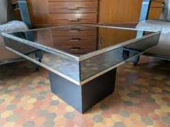 Table basse vintage carrée cidue – italie, 1970 (style willy rizzo)