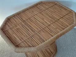 Table basse vintage corde tressée bambou-style Audoux Minet/Années 70