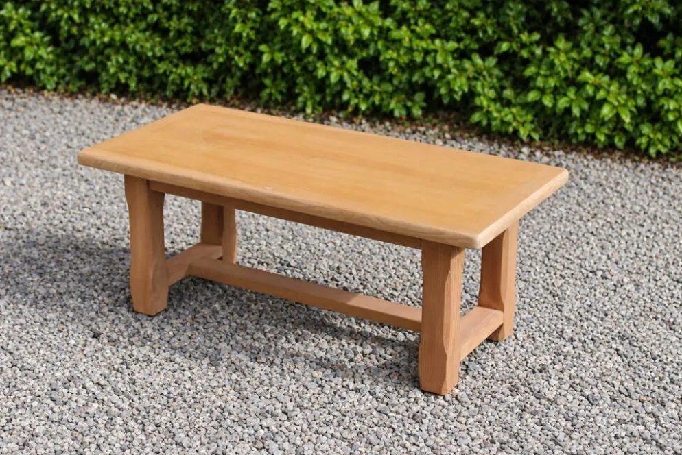Table basse vintage en chêne style table de ferme – bois naturel – 103 cm